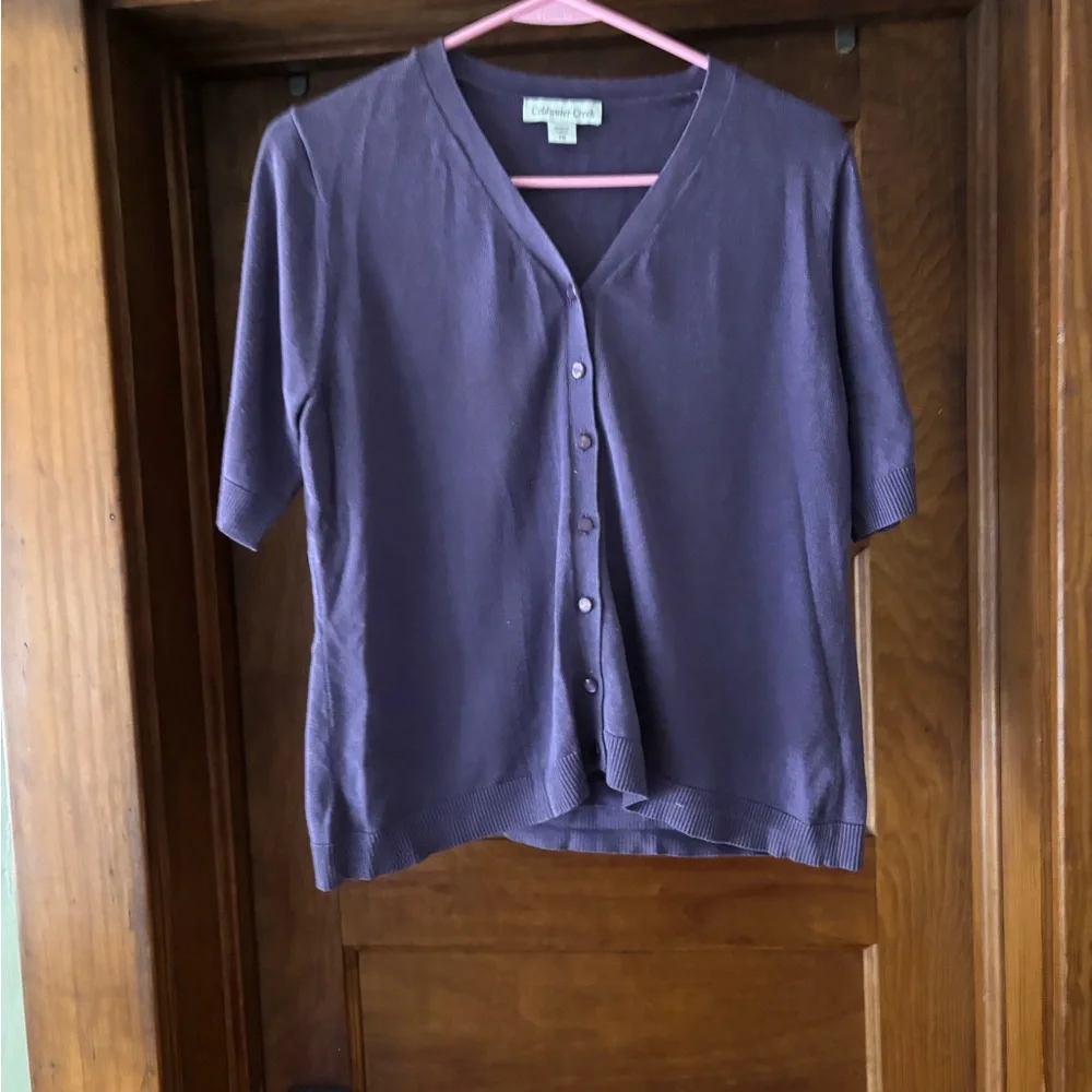 Coldwater Creek Deep Purple Button Down Top - Picture 1 of 5